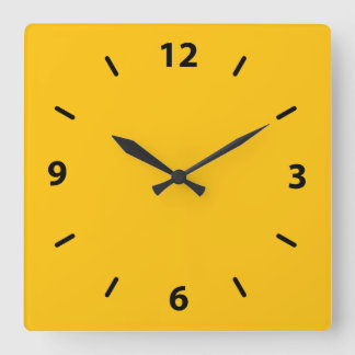 Golden Yellow Amber Color Accent Quadratische Wanduhr