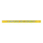 Golden Yellow and Blue Simple Text Happy Birthday Satinband (Vorderseite)