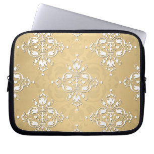 Golden Yellow and White Damask Muster Laptopschutzhülle