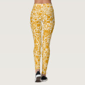 Golden Yellow and White Mini Tile Design Leggings (Rückseite)