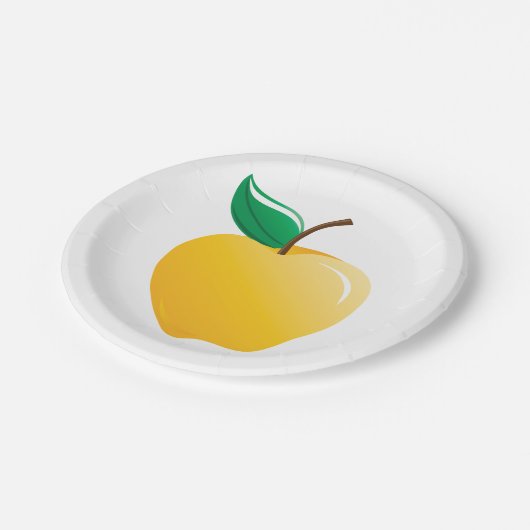 Golden Yellow Apfel Pappteller (Schrägansicht)