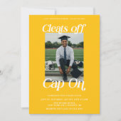 Golden Yellow Athlete Abschluss entfernt Cap on Einladung (Vorderseite)