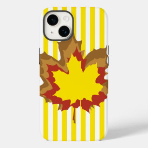 Golden Yellow Autumnal Streifen mit Blätter Case-Mate iPhone Hülle