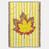 Golden Yellow Autumnal Streifen mit Blätter Decke (Vorderseite Vertikal)