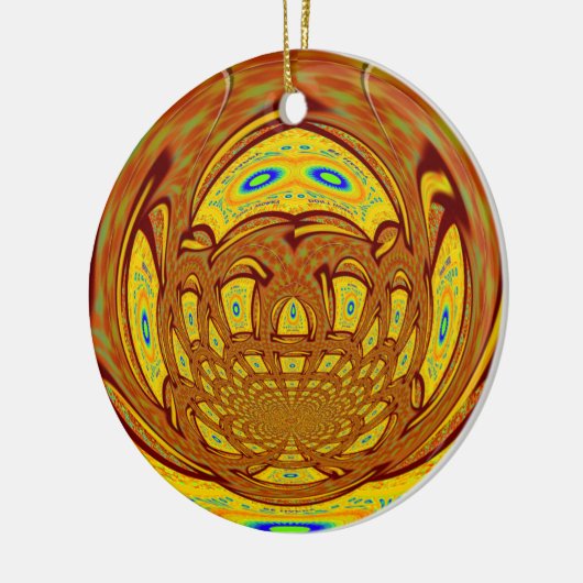 Golden Yellow Baseball Handschuh Kunst, Dichtung u Keramikornament (Links)