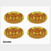 Golden Yellow Baseball Handschuh Kunst, Dichtung u Ovaler Aufkleber (Blatt)