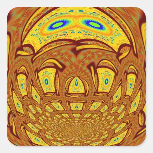 Golden Yellow Baseball Handschuh Kunst, Dichtung u Quadratischer Aufkleber (Vorderseite)