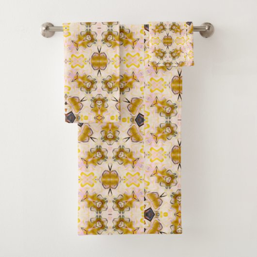 Golden Yellow Blossom Drucktuch Badhandtuch Set (Insitu)