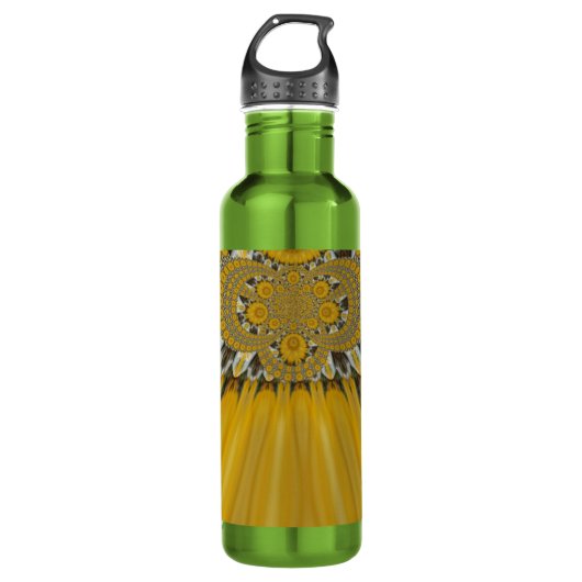 Golden Yellow Blume Design Art Edelstahlflasche (Vorderseite)