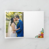 Golden Yellow Boho Florals Wedding Foto Dankeskarte (Innenseite)