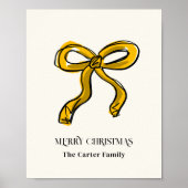 Golden Yellow Bow Illustration Family Name Poster (Vorne)