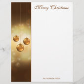 Golden Yellow Christmas Baubles on Yellow Bokeh Briefbogen (Vorderseite)