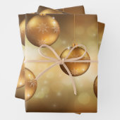 Golden Yellow Christmas Baubles on Yellow Bokeh Geschenkpapier Set (Beispiel)