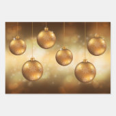 Golden Yellow Christmas Baubles on Yellow Bokeh Geschenkpapier Set (Vorderseite)
