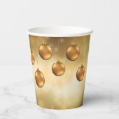 Golden Yellow Christmas Baubles on Yellow Bokeh Pappbecher (Rückseite)