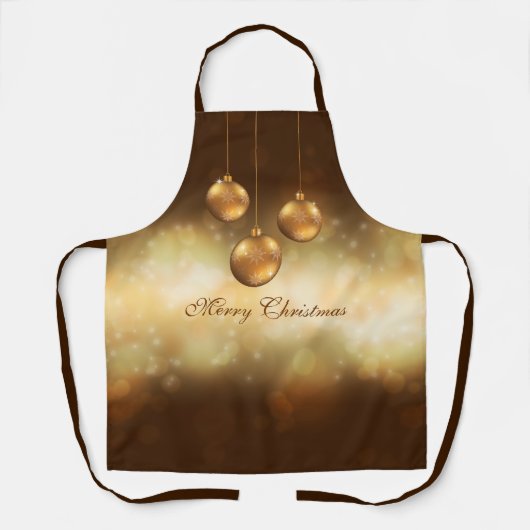 Golden Yellow Christmas Baubles on Yellow Bokeh Schürze (Vorderseite)
