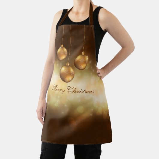 Golden Yellow Christmas Baubles on Yellow Bokeh Schürze (InSitu)