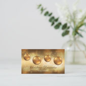 Golden Yellow Christmas Baubles on Yellow Bokeh Visitenkarte (Stehend Vorderseite)