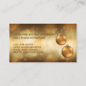 Golden Yellow Christmas Baubles on Yellow Bokeh Visitenkarte (Rückseite)