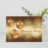 Golden Yellow Christmas Baubles Weihnachts-Party Einladung (Stehend Vorderseite)
