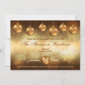Golden Yellow Christmas Baubles Weihnachts-Party Einladung (Rückseite)