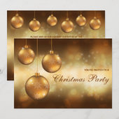 Golden Yellow Christmas Baubles Weihnachts-Party Einladung (Vorne/Hinten)