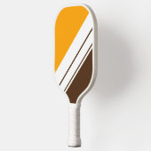 Golden Yellow Cocoa Brown White Racing Streifen Pickleball Schläger (Links)