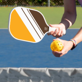 Golden Yellow Cocoa Brown White Racing Streifen Pickleball Schläger