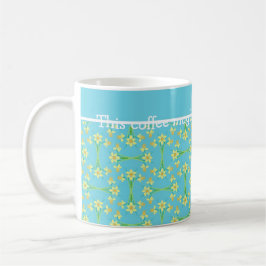 Golden Yellow Daffodils Muster auf Sky Blue Blue Kaffeetasse
