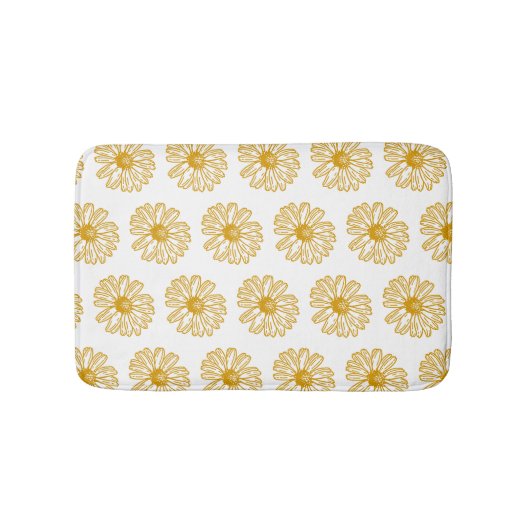 Golden Yellow Daisies Print, Daisy Floral Pattern Badematte (Vorderseite)