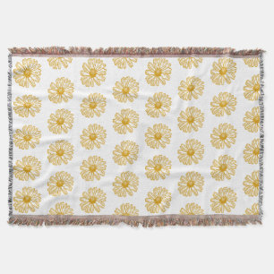 Golden Yellow Daisies Print, Daisy Floral Pattern Decke