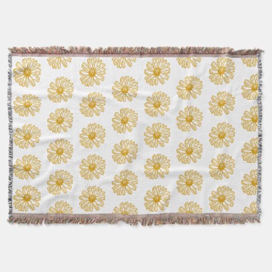 Golden Yellow Daisies Print, Daisy Floral Pattern Decke (Vorderseite)