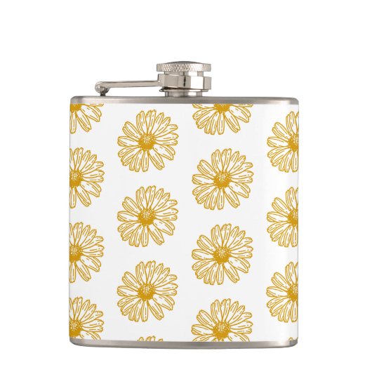 Golden Yellow Daisies Print, Daisy Floral Pattern Flachmann (Vorderseite)