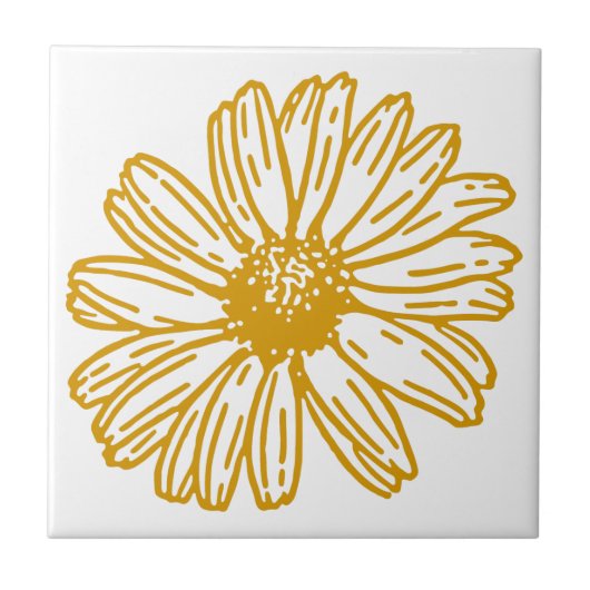 Golden Yellow Daisies Print, Daisy Floral Pattern Fliese (Vorderseite)
