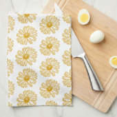 Golden Yellow Daisies Print, Daisy Floral Pattern Geschirrtuch (Viertel Falte)
