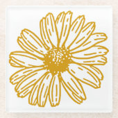 Golden Yellow Daisies Print, Daisy Floral Pattern Glasuntersetzer (Vorderseite)