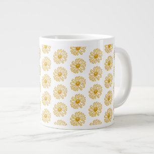 Golden Yellow Daisies Print, Daisy Floral Pattern Jumbo-Tasse