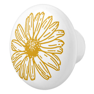 Golden Yellow Daisies Print, Daisy Floral Pattern Keramikknauf
