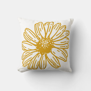 Golden Yellow Daisies Print, Daisy Floral Pattern Kissen