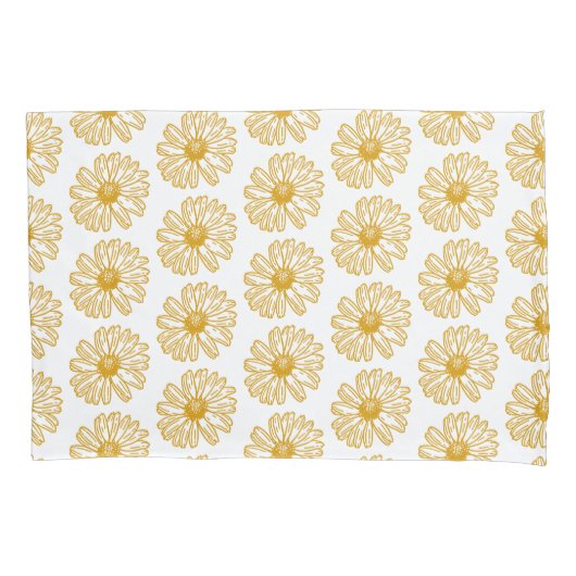 Golden Yellow Daisies Print, Daisy Floral Pattern Kissenbezug (Vorderseite)