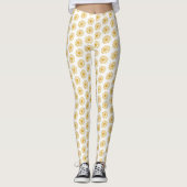 Golden Yellow Daisies Print, Daisy Floral Pattern Leggings (Vorderseite)