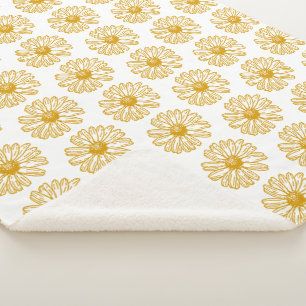 Golden Yellow Daisies Print, Daisy Floral Pattern Sherpadecke