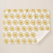 Golden Yellow Daisies Print, Daisy Floral Pattern Sherpadecke (Vorderseite (Horizontal))