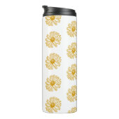 Golden Yellow Daisies Print, Daisy Floral Pattern Thermosbecher (Nach rechts gedreht)