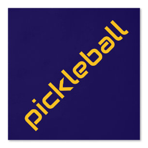 Golden Yellow Diagonal PICKLEBALL auf Navy Blue Tapete