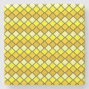 Golden Yellow Diamond Checked Square Untersetzer