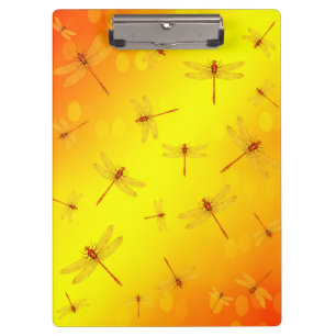 Golden Yellow Dragonflies Flying, Klemmbrett