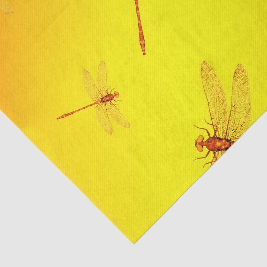 Golden Yellow Dragonflies Flying, Seidenpapier (Detail)