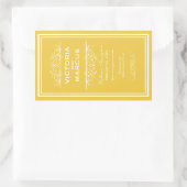 Golden Yellow Elegante Wedding Monogram Wine Flasc Rechteckiger Aufkleber (Tasche)