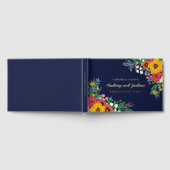 Golden Yellow Floral Navy Boho Gold Hochzeit Gästebuch (Voll)